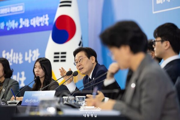 지난 7일 '다시 과학기술인을 꿈꾸는 대한민국' 대국민보고대회에 참석한 이재명 대통령의 모습 (사진=대통령실)